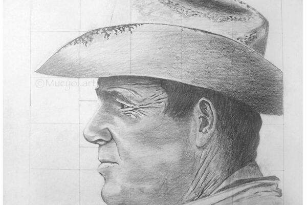 Exemple de dessin réalisé avec la technique de mise aux carreaux.