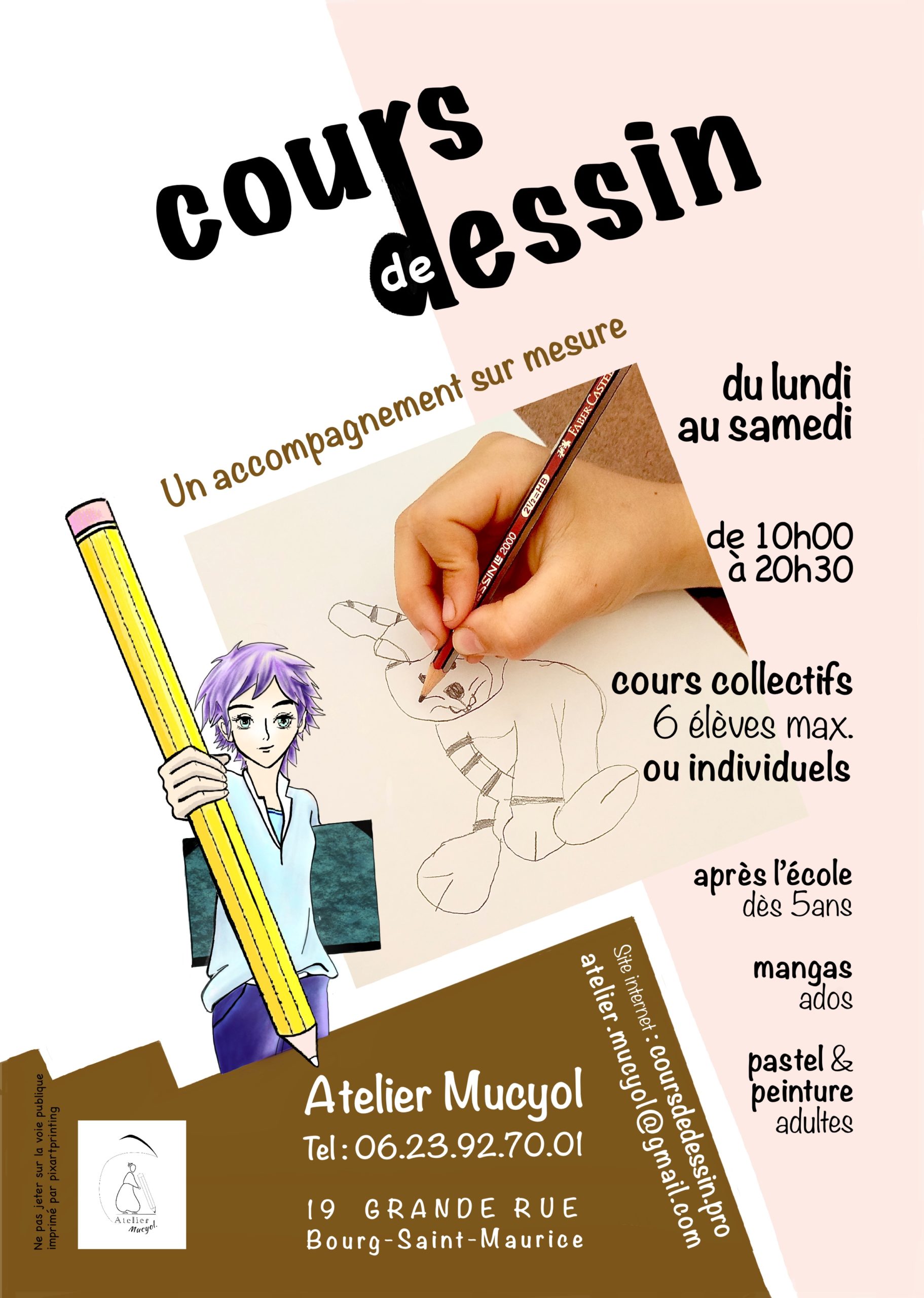 Affiche cours de dessins à Bourg Saint Maurice - Atelier Mucyol
