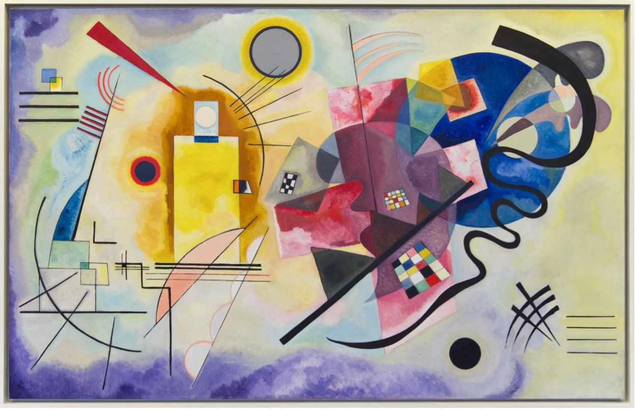 Jaune Rouge Bleu de Kandinsky (1925), œuvre abstraite associant couleurs primaires, formes et émotion