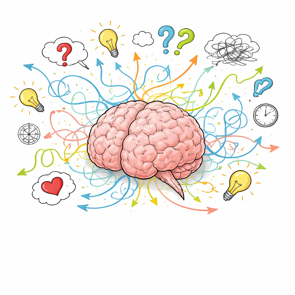 Cerveau avec pensées multiples et désorganisées