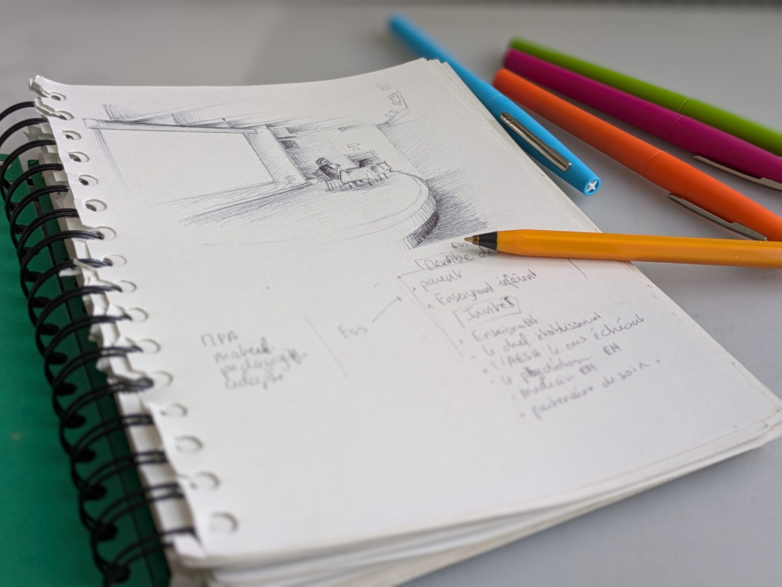 ado qui dessine dans la marge de son cahier pour se concentrer