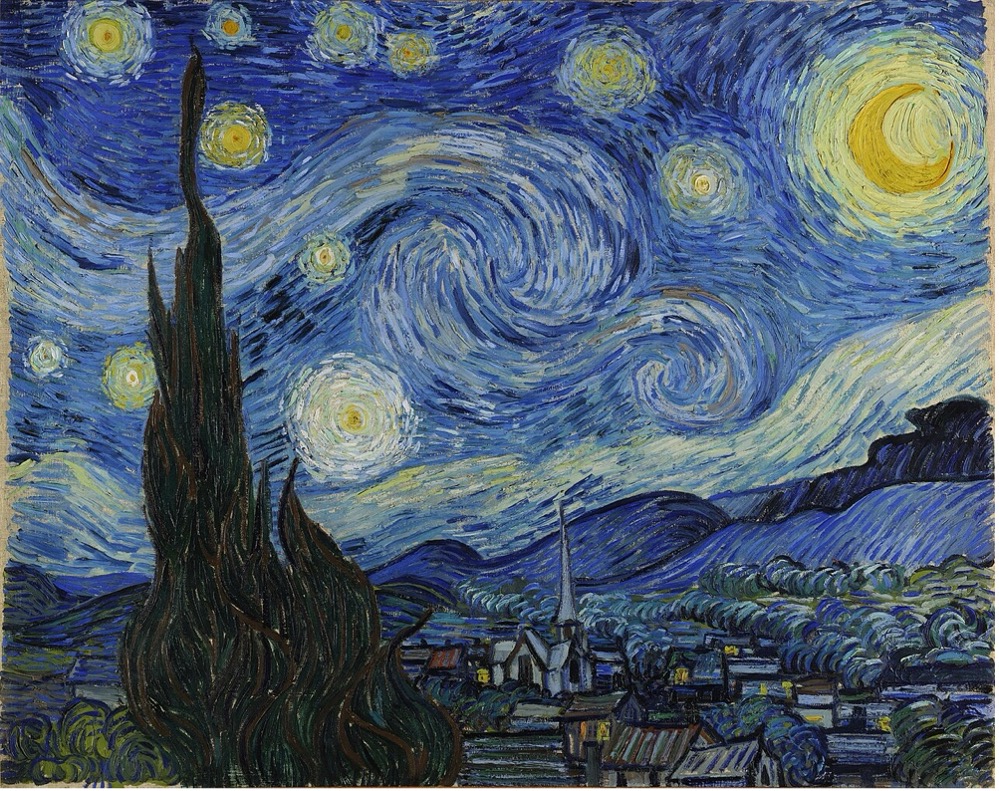 nuit étoilée Van Gogh spirales ciel mouvement 1889