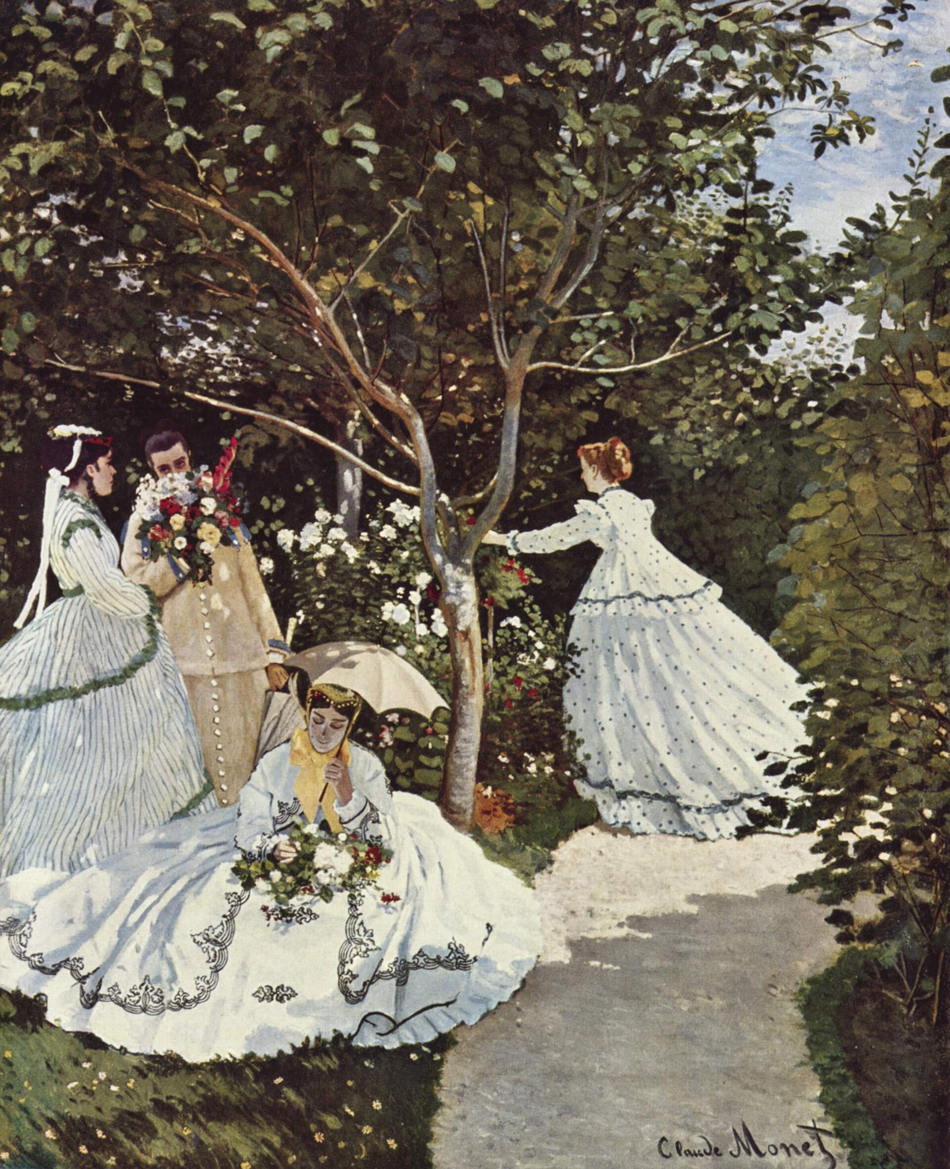Claude Monet Femmes au jardin 1866 lumière soleil robes blanches ombres colorées