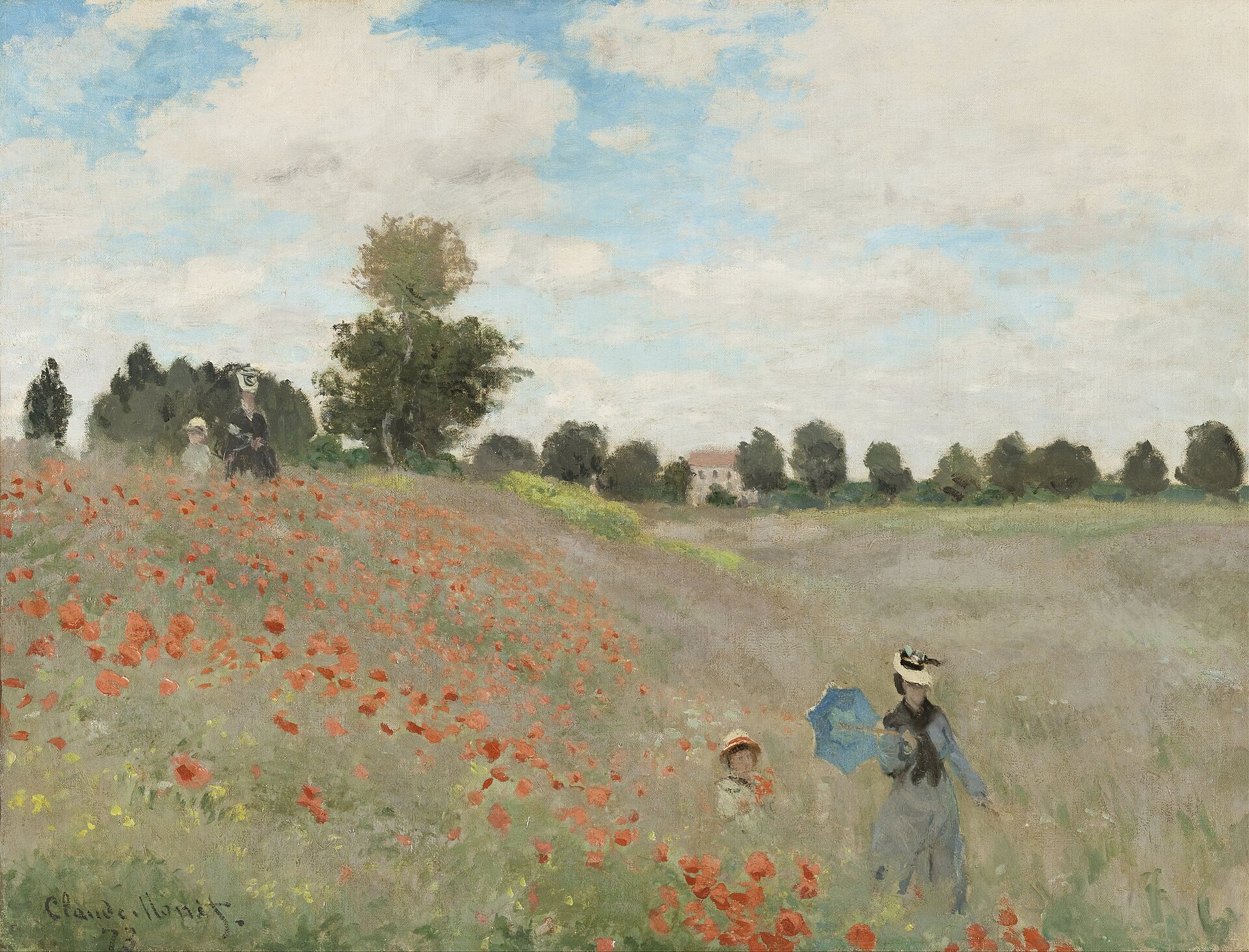 Monet coquelicots champ lumière rouge vert 1873
