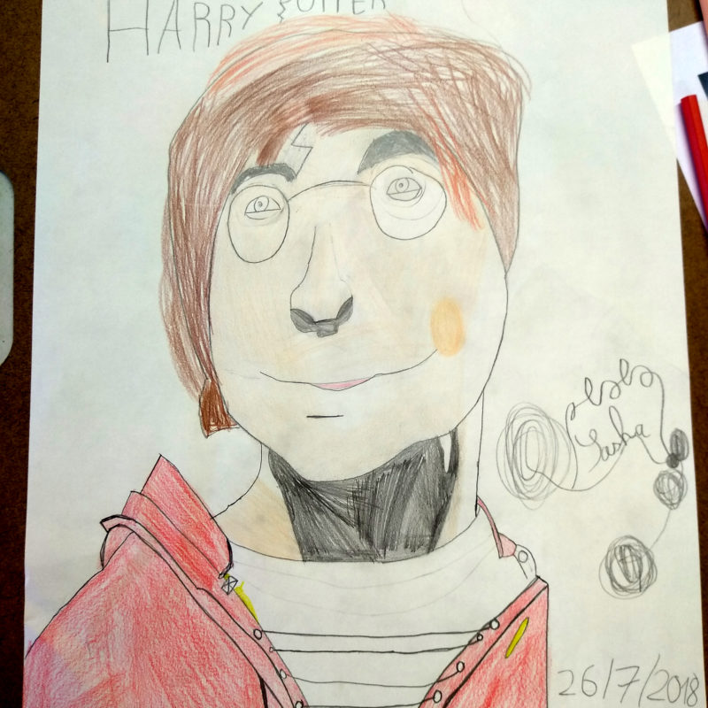 dessin d’enfant - portrait d’Harry Potter